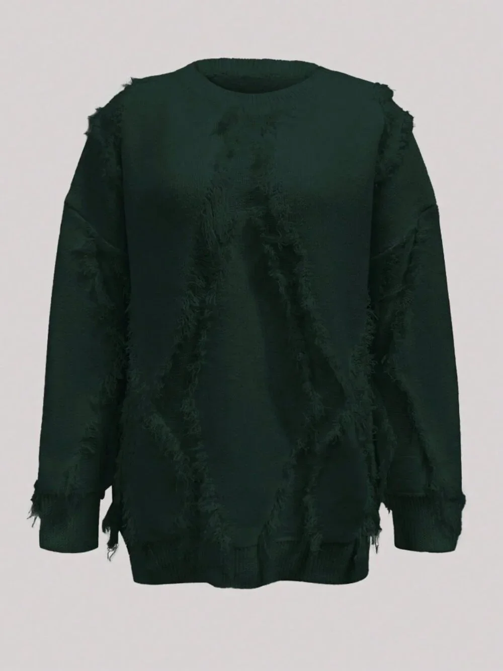Dark Green Casual Women's Round Neck Loose Drop Sleeve Pullover